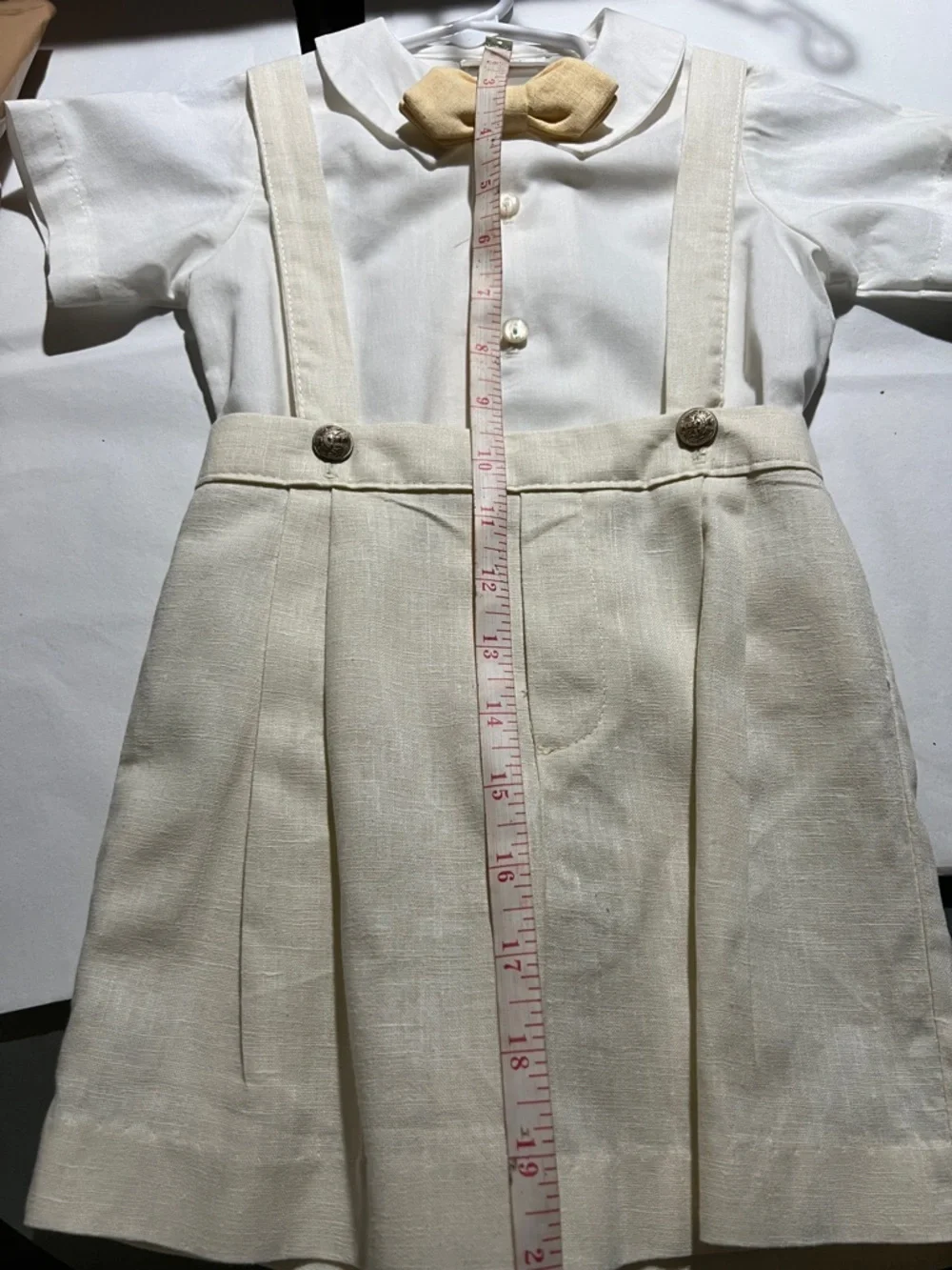 Vintage Kids Beige Suspender Outfit with Bow Tie. It's Classic!​